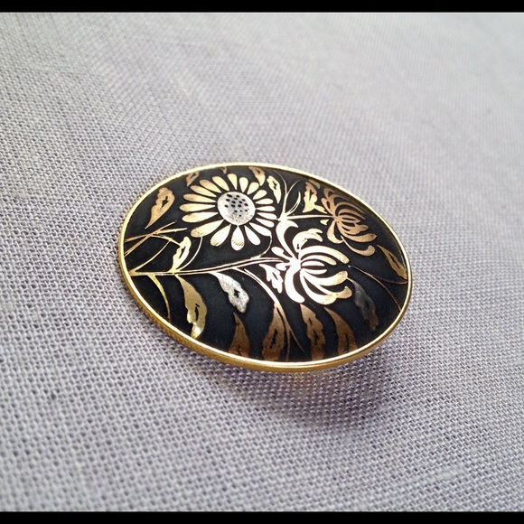 Vintage Damascene Daisy Brooch - Picture 4 of 8